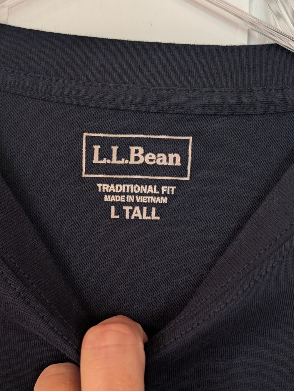 NWT L.L. Bean Men's L Tall Navy Long Sleeve Traditional Fit Cotton Crew Neck Tee - Picture 4 of 10